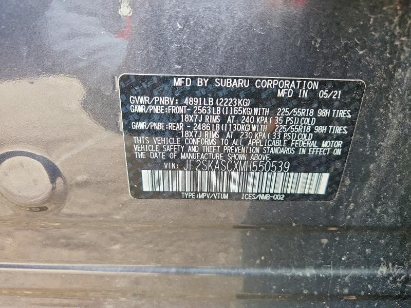 2021 SUBARU FORESTER LIMITED 13