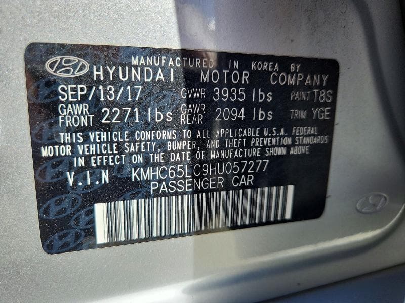 2017 HYUNDAI IONIQ BLUE 12