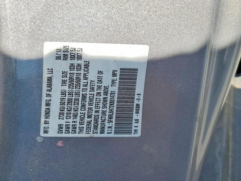 2019 HONDA ODYSSEY EXL 13