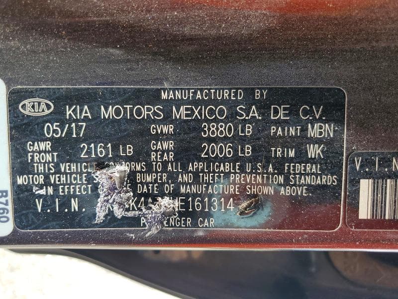 2017 KIA FORTE LX LX 12