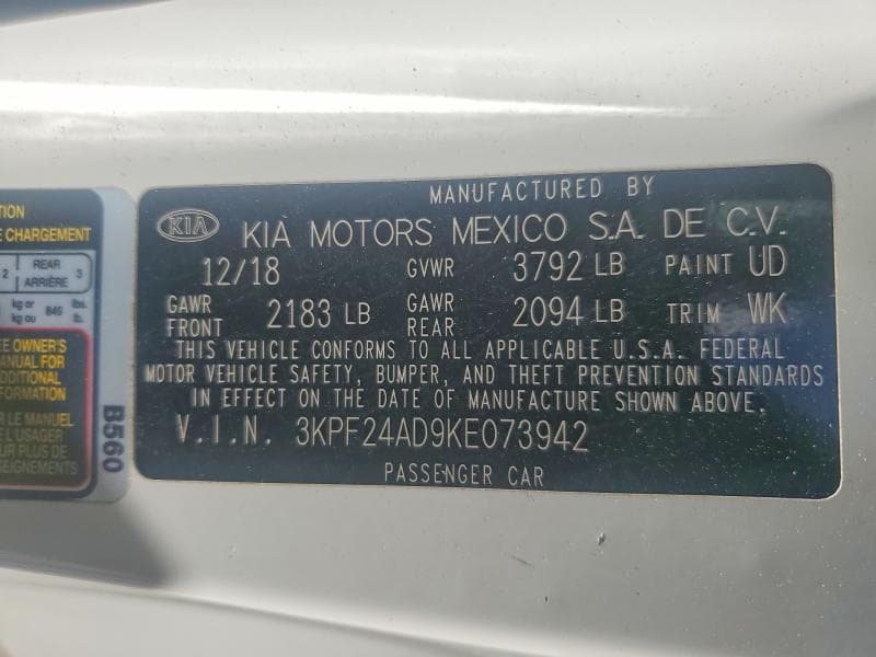 2019 KIA FORTE FE 12