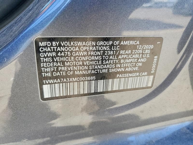 2021 VOLKSWAGEN PASSAT S S 12