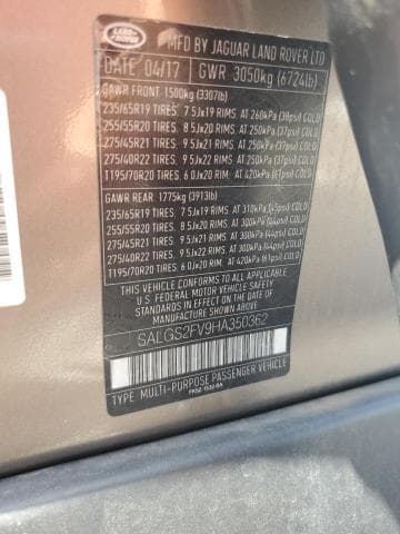 2017 LAND ROVER RANGE ROVER HSE HSE 12