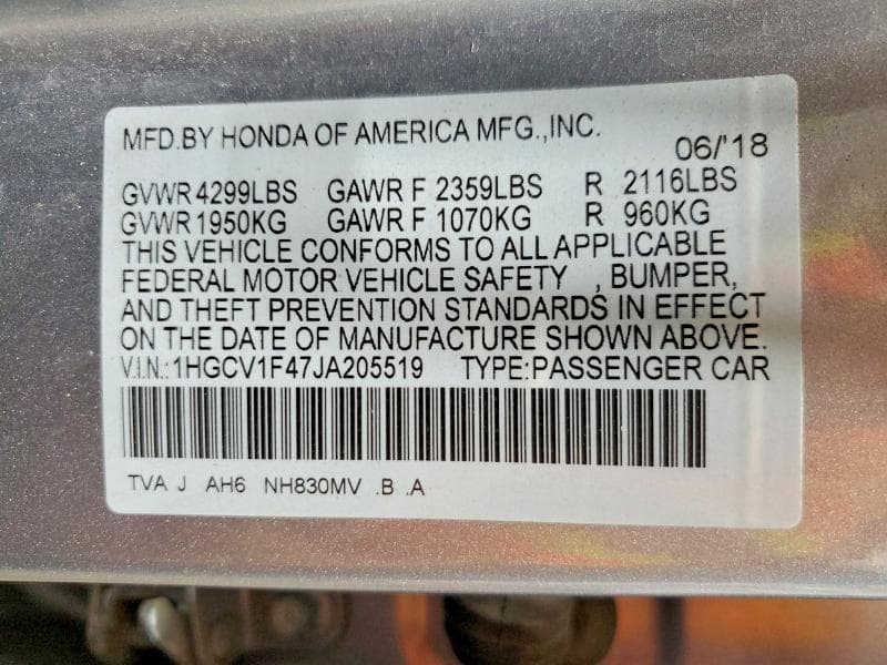 2018 HONDA ACCORD EX EX 13