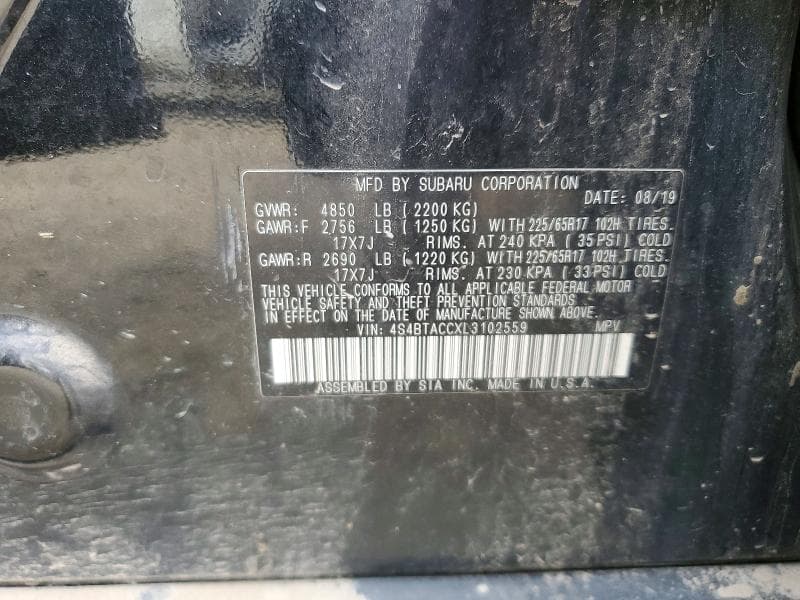 2020 SUBARU OUTBACK PREMIUM 12