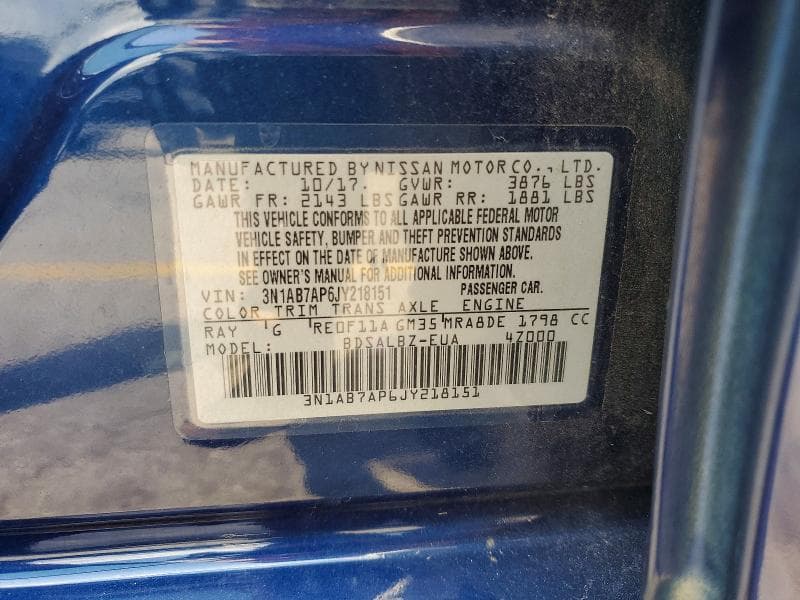 2018 NISSAN SENTRA S S 13