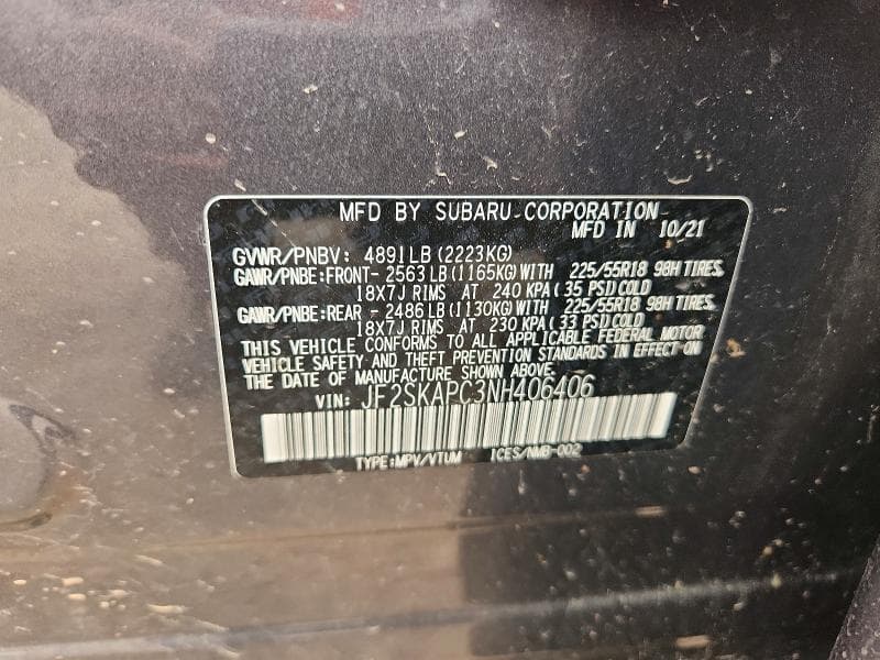 2022 SUBARU FORESTER LIMITED 12