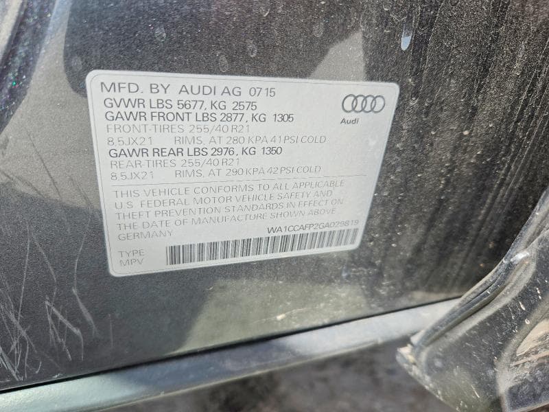 2016 AUDI SQ5 PREMIUM PLUS PREMIUM PLUS 12