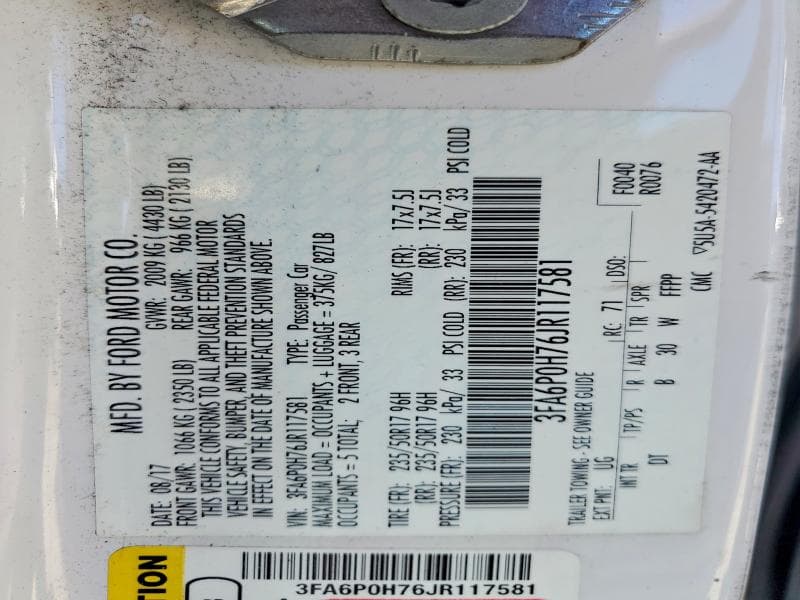 2018 FORD FUSION SE 12