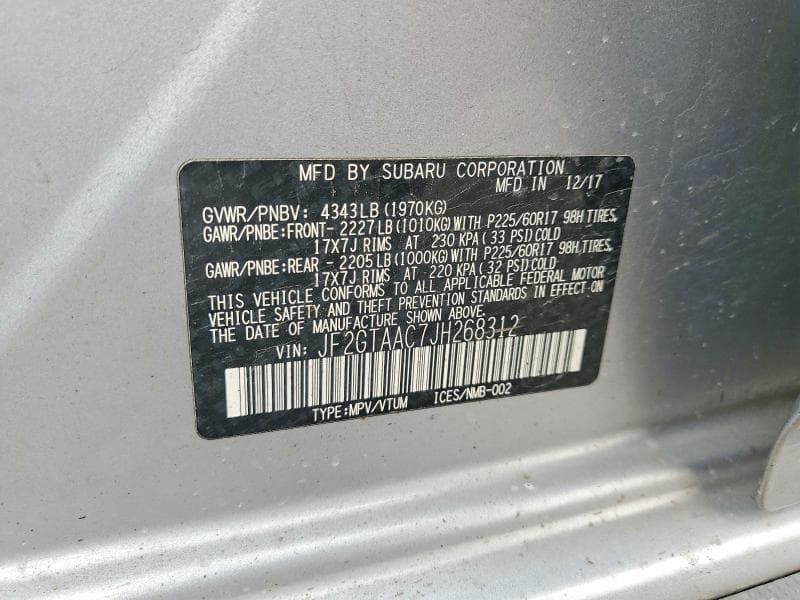 2018 SUBARU CROSSTREK 12