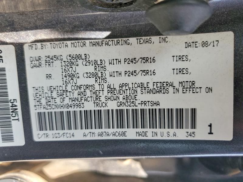 2017 TOYOTA TACOMA SR5 V6 12