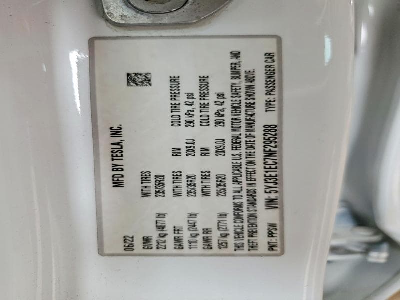2022 TESLA MODEL 3 13