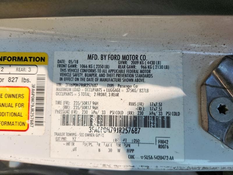 2018 FORD FUSION SE 12