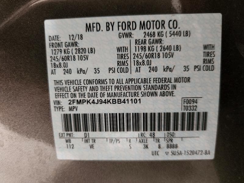 2019 FORD EDGE SEL 12