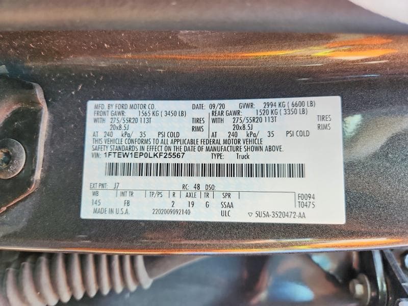 2020 FORD F150 SUPERCREW 12