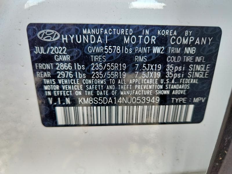 2022 HYUNDAI SANTA FE LIMITED LIMITED 12