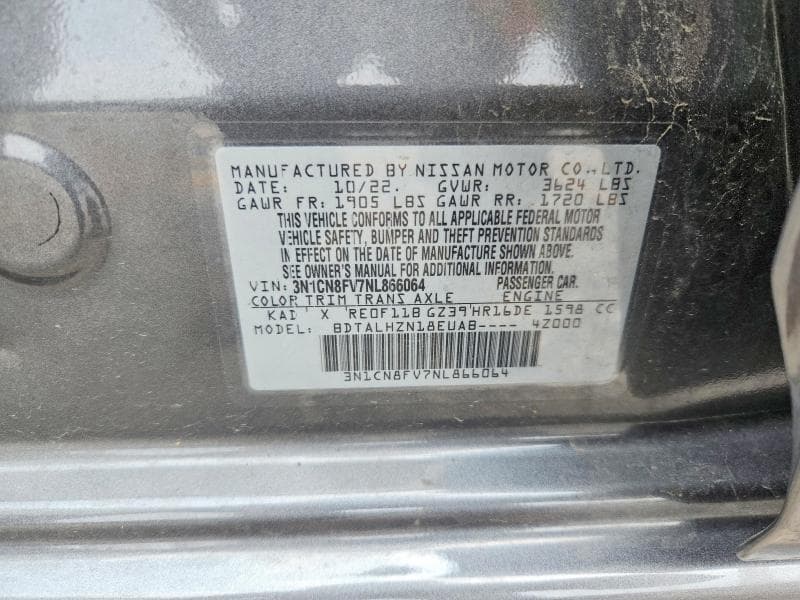 2022 NISSAN VERSA SR 12