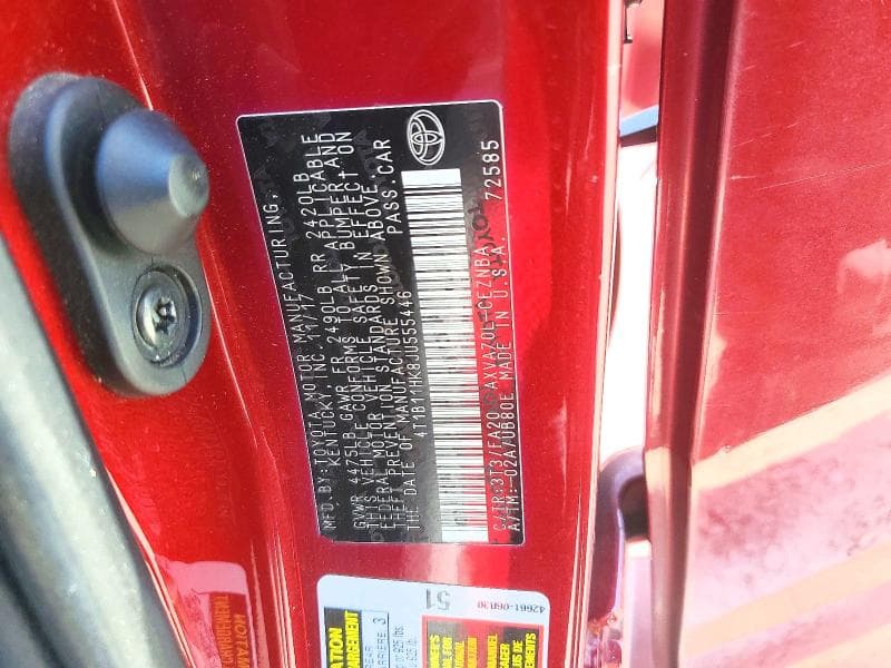 2018 TOYOTA CAMRY LE LE 12
