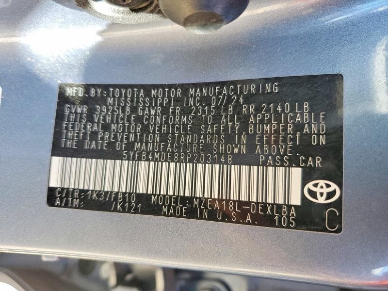 2024 TOYOTA COROLLA LE 13