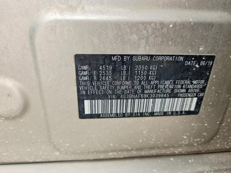 2019 SUBARU LEGACY 2.5I PREMIUM 12