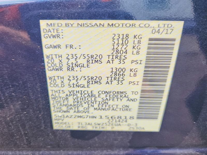 2017 NISSAN MURANO PLATINUM 13