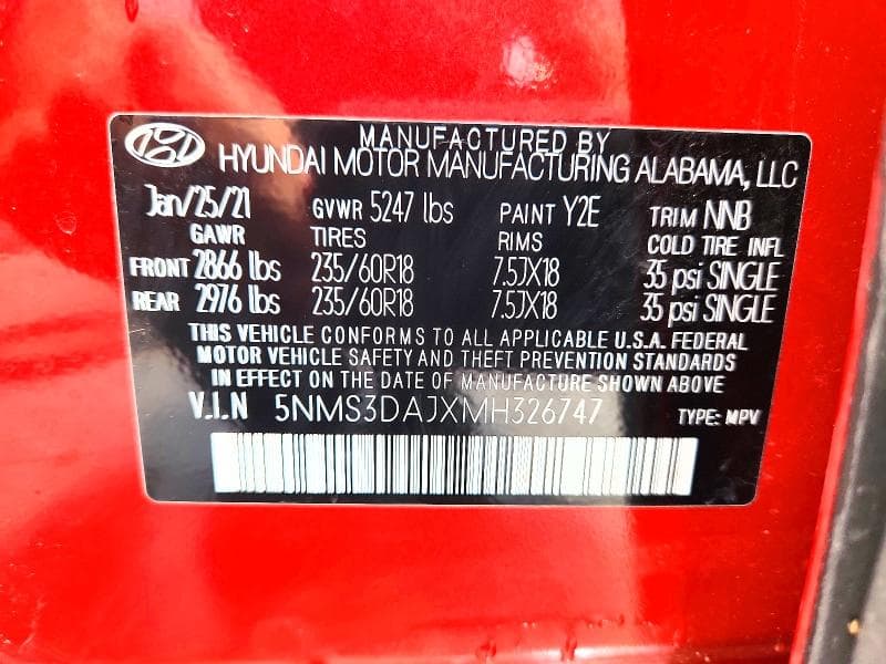 2021 HYUNDAI SANTA FE SEL 12