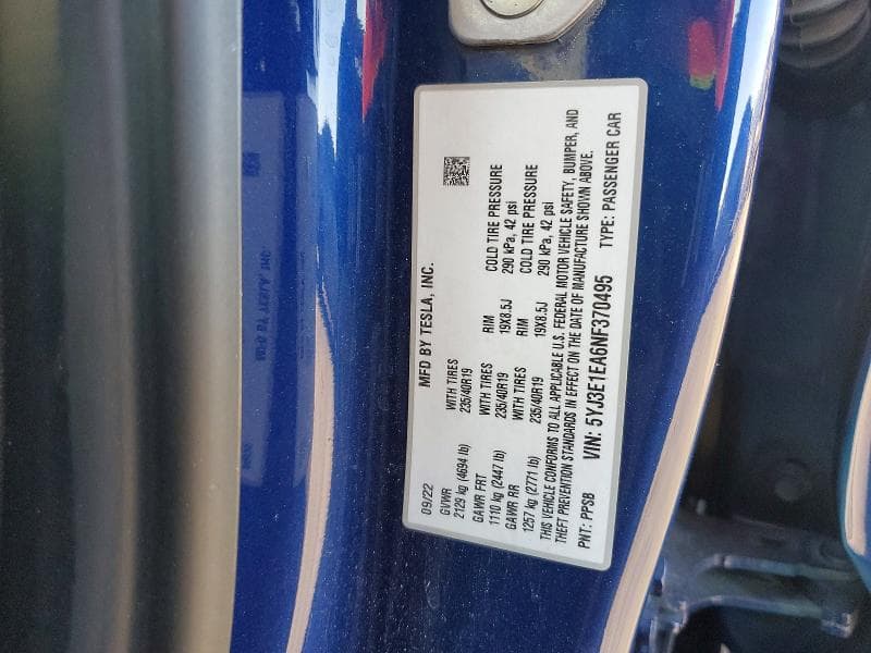 2022 TESLA MODEL 3 12