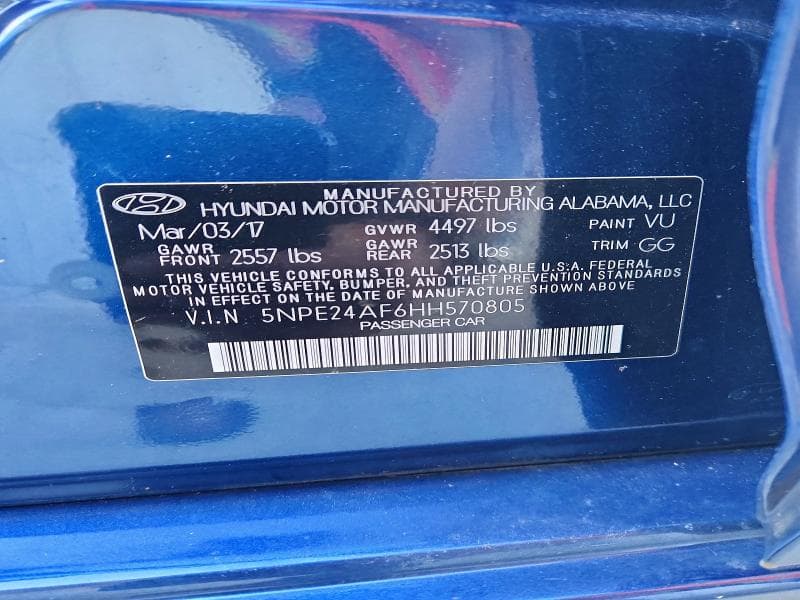 2017 HYUNDAI SONATA SE SE 12