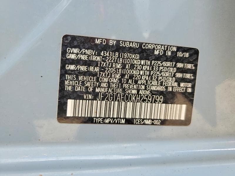 2019 SUBARU CROSSTREK PREMIUM PREMIUM 13