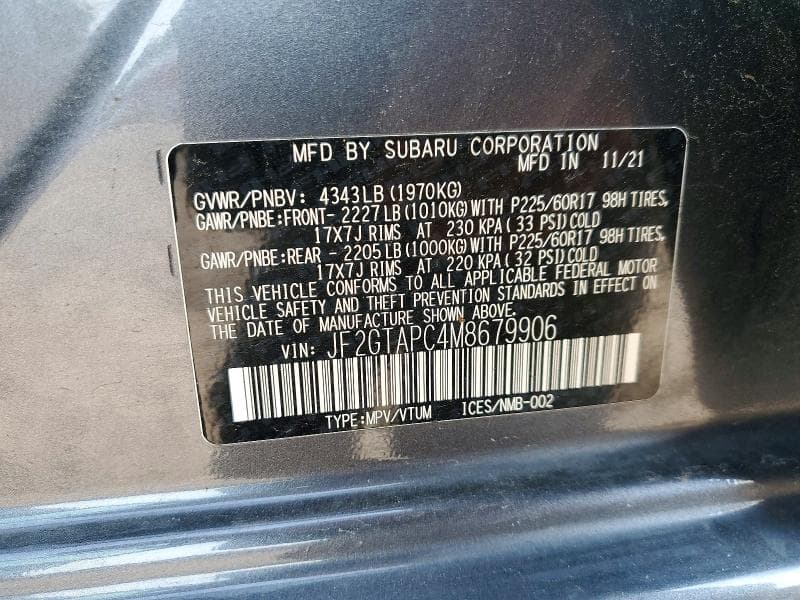 2021 SUBARU CROSSTREK PREMIUM 14