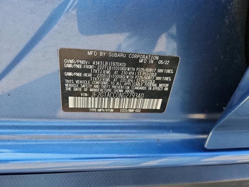 2022 SUBARU CROSSTREK PREMIUM PREMIUM 12