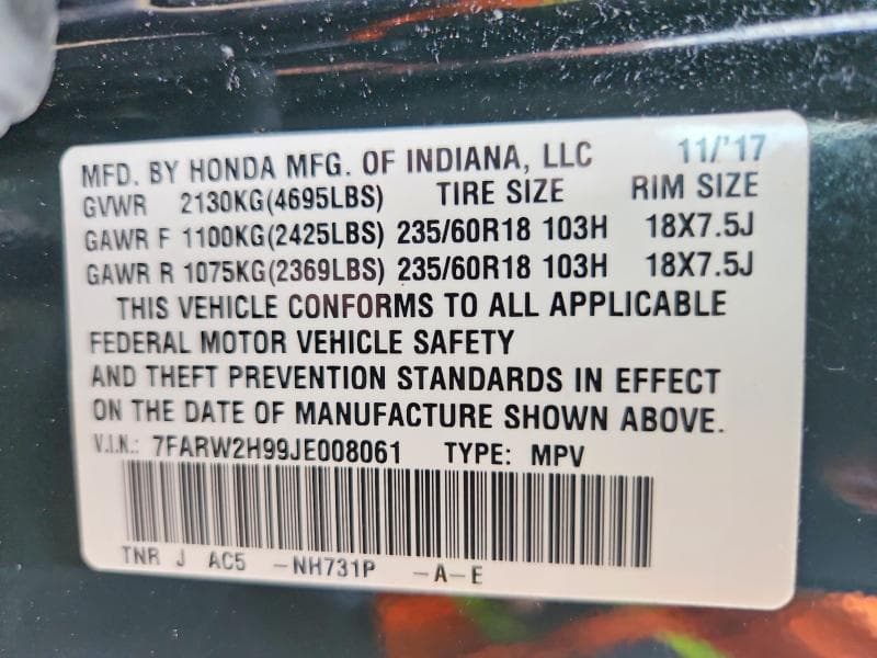 2018 HONDA CR-V TOURING 14