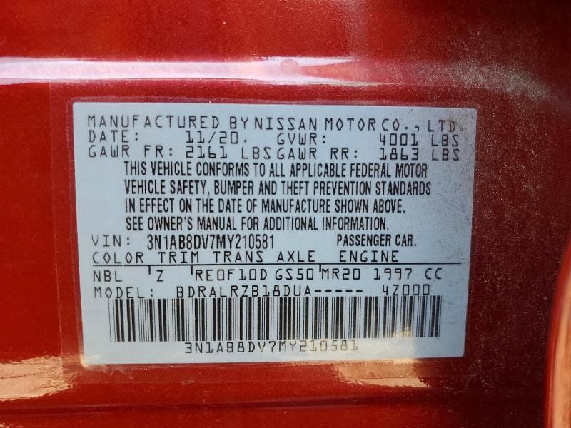 2021 NISSAN SENTRA SR 13