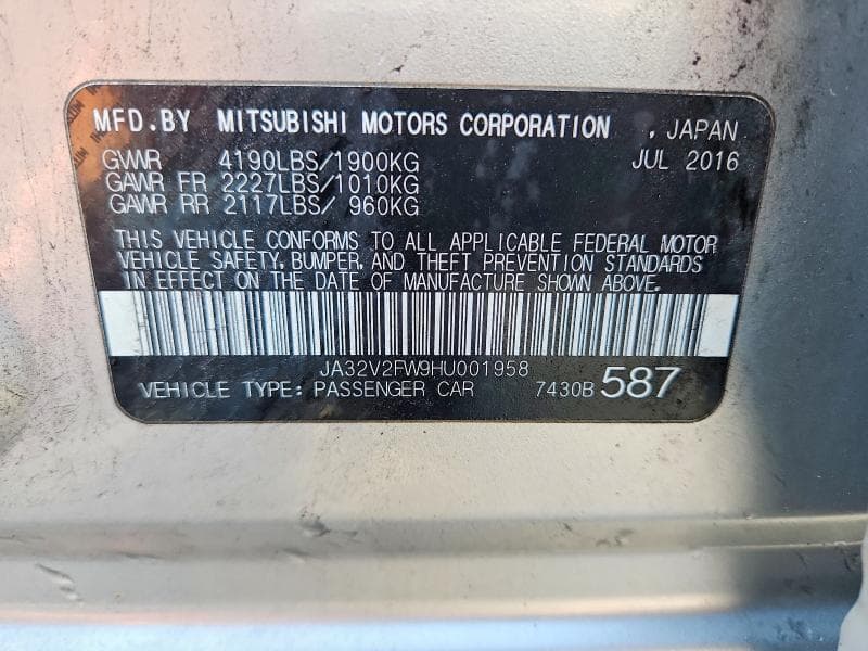 2017 MITSUBISHI LANCER ES 12