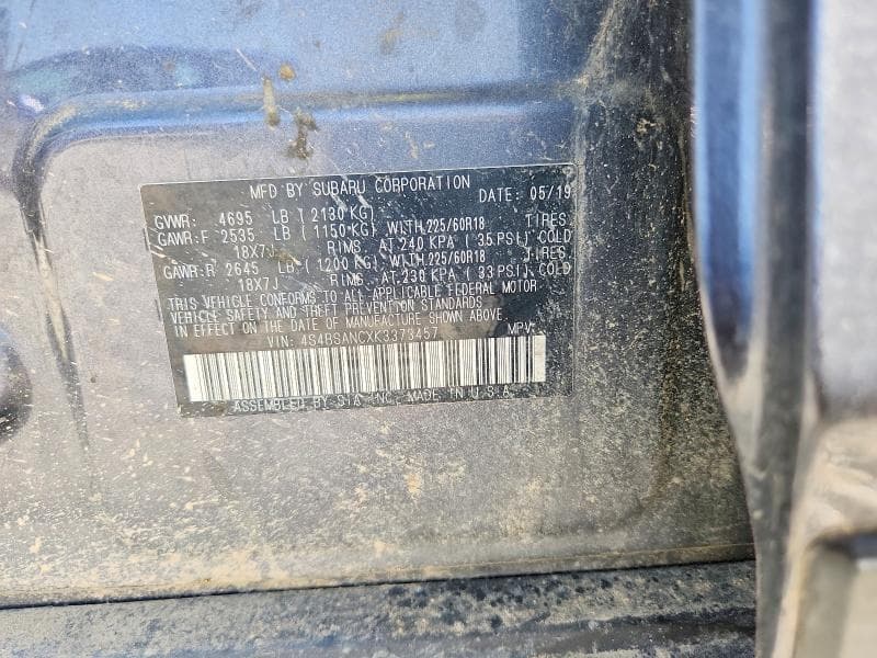 2019 SUBARU OUTBACK 2.5I LIMITED 13