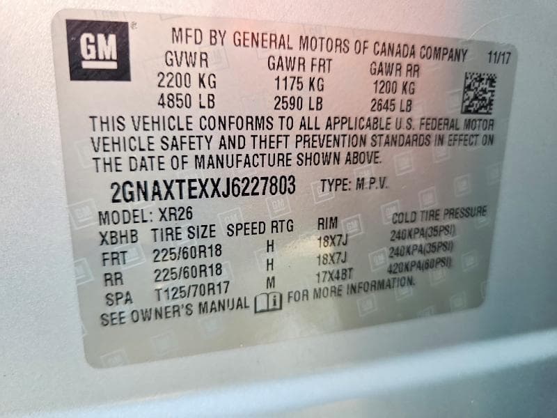 2018 CHEVROLET EQUINOX LT 13