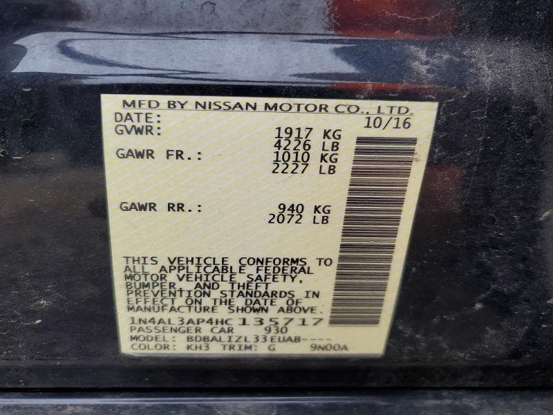 2017 NISSAN ALTIMA 2.5 SV 13