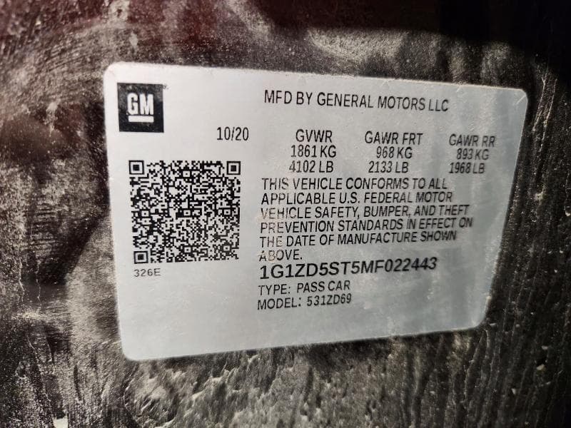 2021 CHEVROLET MALIBU LT 12