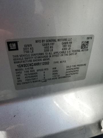 2017 CHEVROLET TAHOE C1500 PREMIER C1500 PREMIER 13