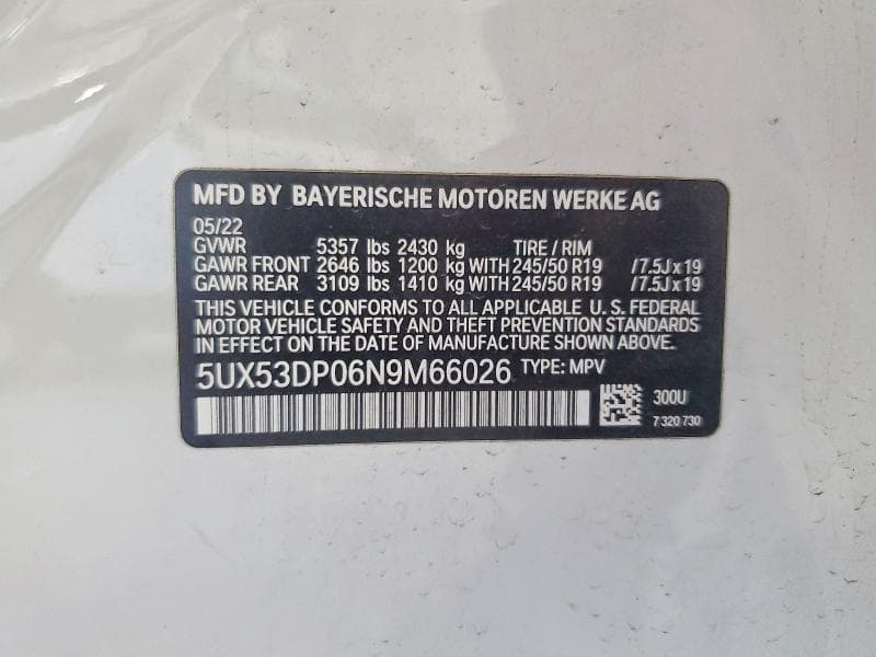 2022 BMW X3 XDRIVE30I 12