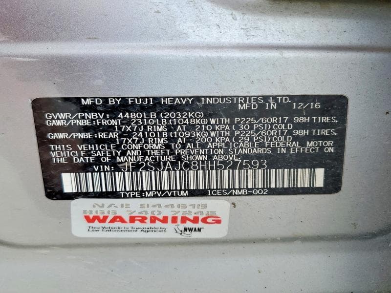 2017 SUBARU FORESTER 2.5I LIMITED 2.5I LIMITED 14