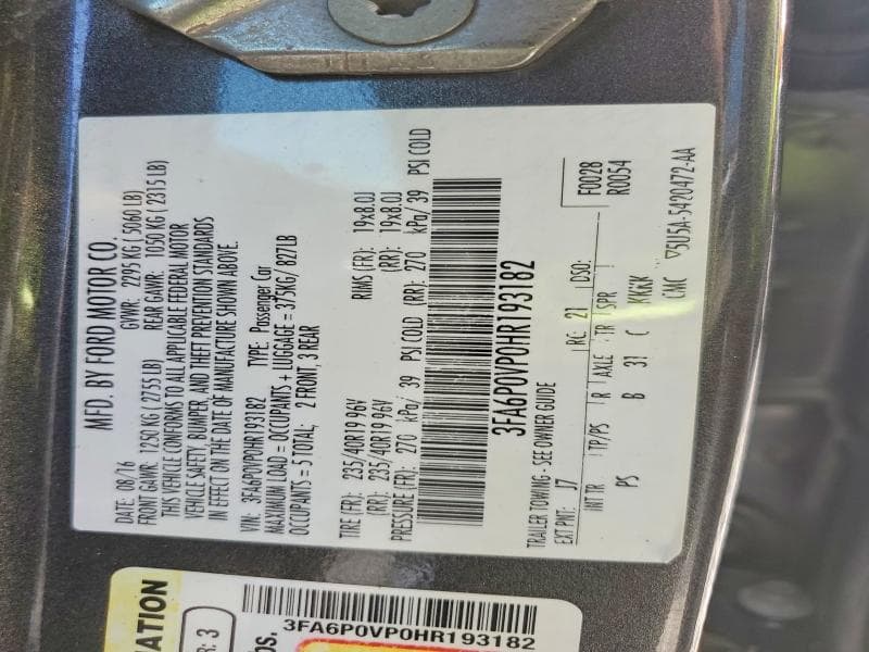 2017 FORD FUSION SPORT 12