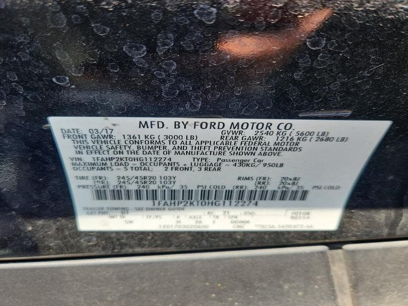 2017 FORD TAURUS SHO 12
