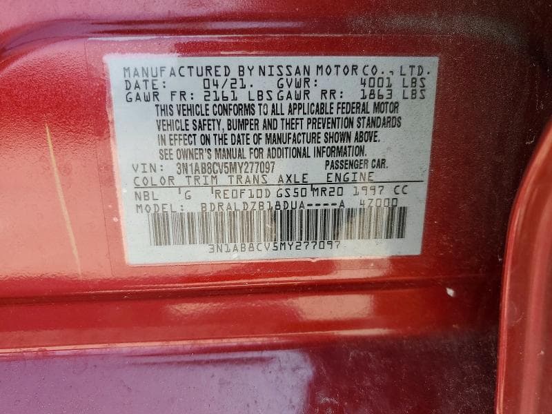 2021 NISSAN SENTRA SV 12