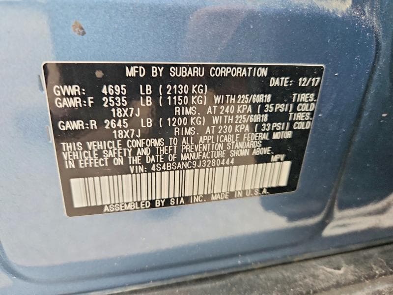 2018 SUBARU OUTBACK 2.5I LIMITED 13