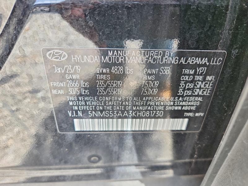 2019 HYUNDAI SANTA FE LIMITED 2.0T LIMITED 2.0T 13