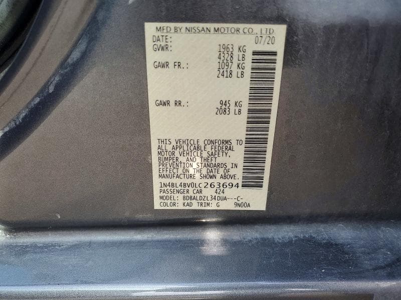 2020 NISSAN ALTIMA S 13