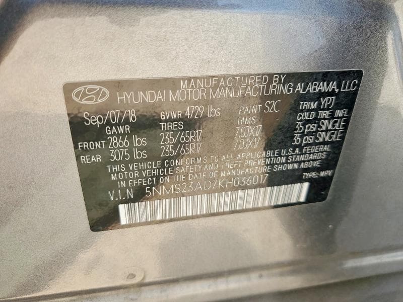 2019 HYUNDAI SANTA FE SE SE 13