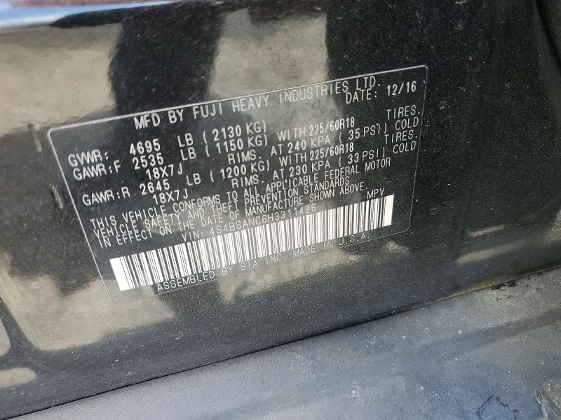 2017 SUBARU OUTBACK 2.5I LIMITED 12