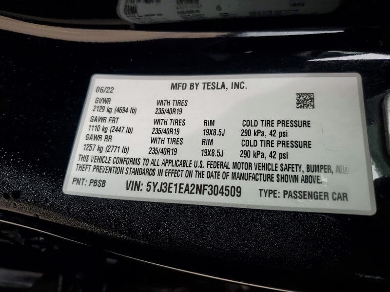 2022 TESLA MODEL 3 12
